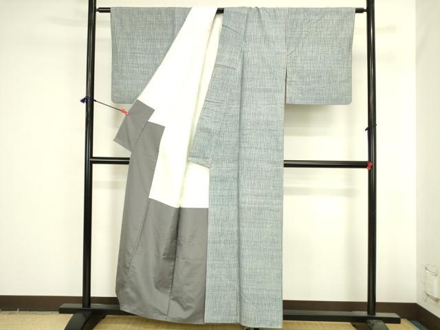 平和屋着物●上質な小紋 紬地 よろけ縞 正絹 逸品 DABI5592op