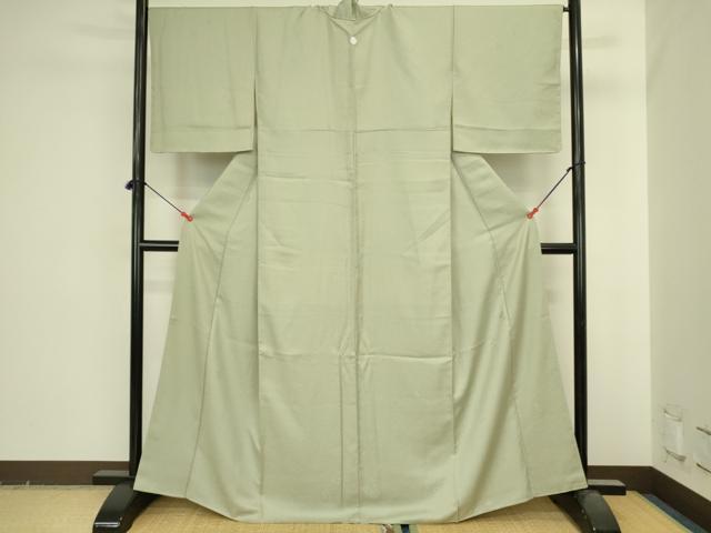 平和屋着物●上質な色無地 花丸地紋 若菜色 正絹 逸品 DABI5594op