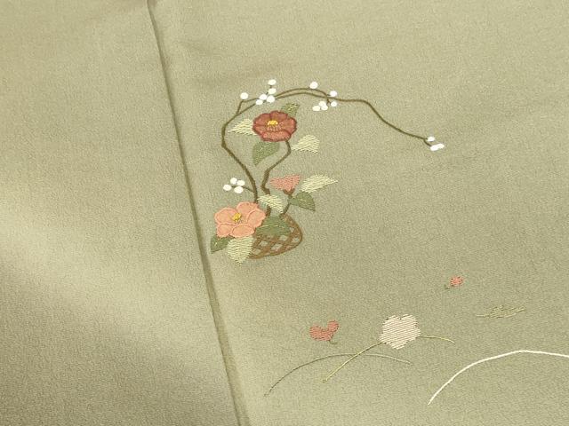 平和屋着物●訪問着 総刺繍 花籠文 暈し染め 金糸 正絹 逸品 DABI5595op