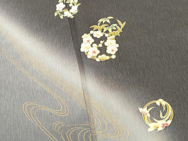 平和屋着物●訪問着 花丸文 松竹梅 暈し染め 金彩 正絹 逸品 DABI5618op