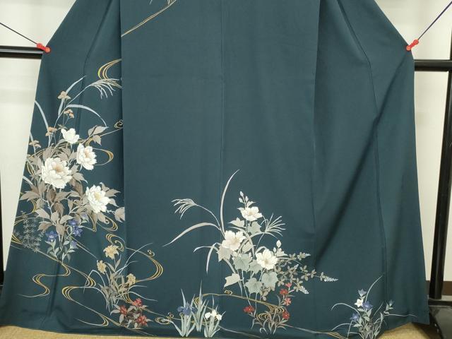 平和屋着物●伝統工芸士 森勇雄 訪問着 流水花文 ロング丈 正絹 逸品 DABI5621op