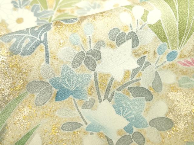 平和屋着物●東京手描友禅 安達雅一 訪問着 刺繍 草花 暈し染め 金彩 正絹 逸品 未使用 DABI5623op
