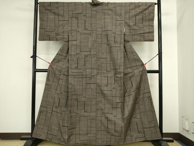 平和屋着物●本場大島紬 7マルキ 幾何学文様 正絹 逸品 DABI5625op