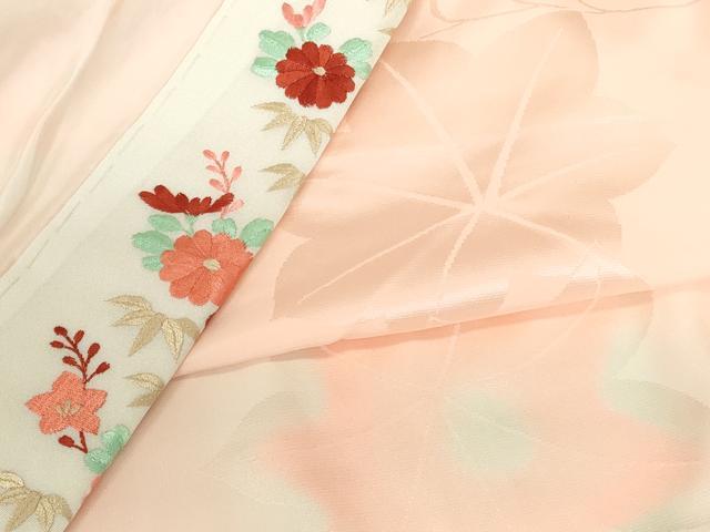 平和屋着物●振袖用長襦袢 袷 流水楓地紋 暈し染め 半衿刺繍 正絹 逸品 DABI5628op