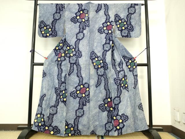 平和屋着物∴夏物 浴衣 有松鳴海絞り 草花 綿 逸品 DABI5640op
