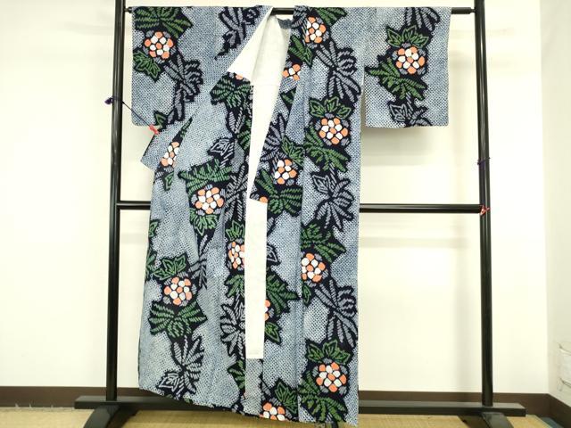 平和屋着物∴夏物 浴衣 有松鳴海絞り 草花 綿 逸品 DABI5643op
