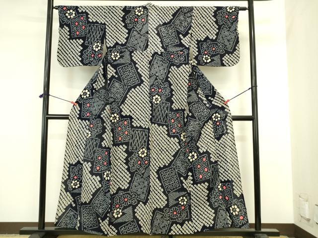 平和屋着物∴夏物 浴衣 有松鳴海絞り 色紙吉祥花文 綿 逸品 DABI5644op