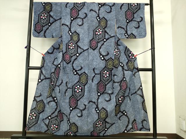 平和屋着物∴夏物 浴衣 有松鳴海絞り 青海波花文 綿 逸品 DABI5645op