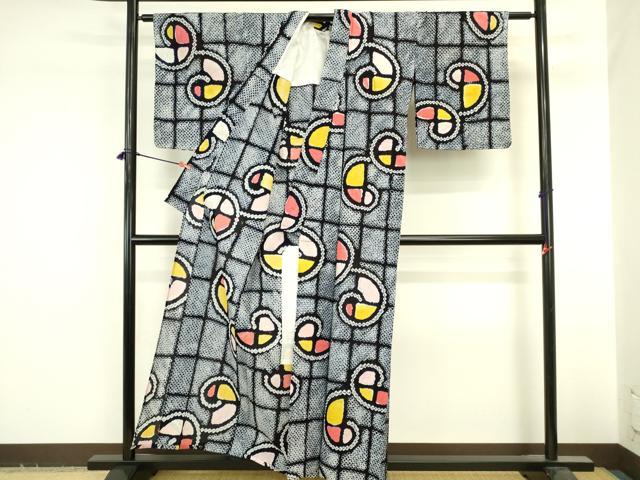 平和屋着物∴夏物 浴衣 有松鳴海絞り 抽象文様 綿 逸品 DABI5655op