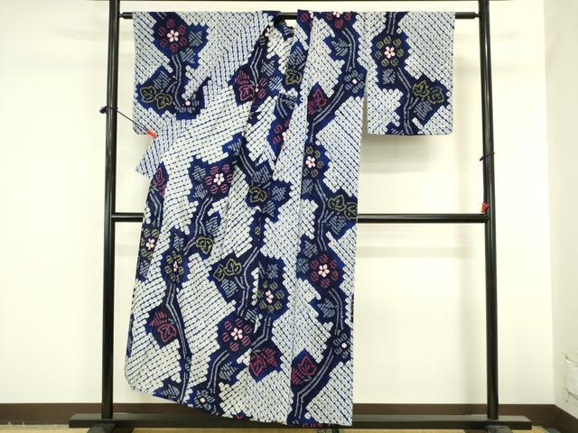 平和屋着物∴夏物 浴衣 有松鳴海絞り 舞花 綿 逸品 DABI5657op