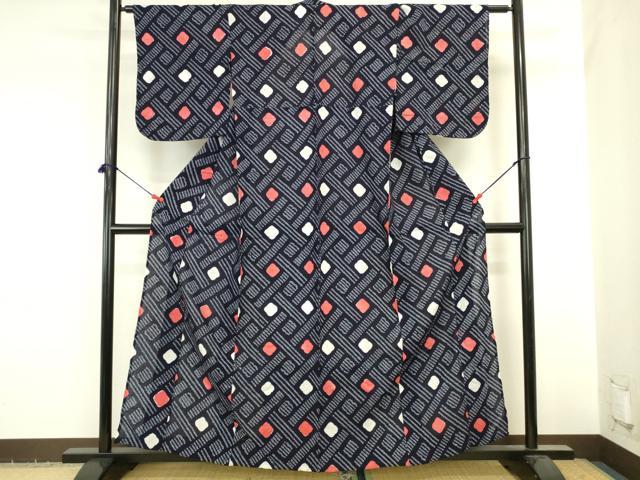 平和屋着物∴夏物 浴衣 有松鳴海絞り 抽象文様 綿 逸品 DABI5668op
