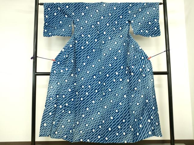 平和屋着物∴夏物 浴衣 有松鳴海絞り よろけ縞 綿 逸品 DABI5673op