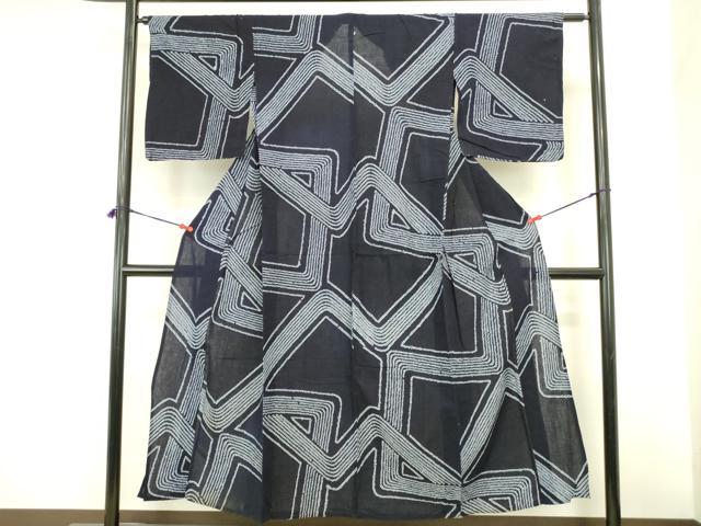 平和屋着物∴夏物 浴衣 有松鳴海絞り 幾何学文様 綿 逸品 DABI5674op