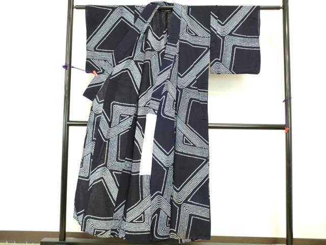 平和屋着物∴夏物 浴衣 有松鳴海絞り 幾何学文様 綿 逸品 DABI5674op