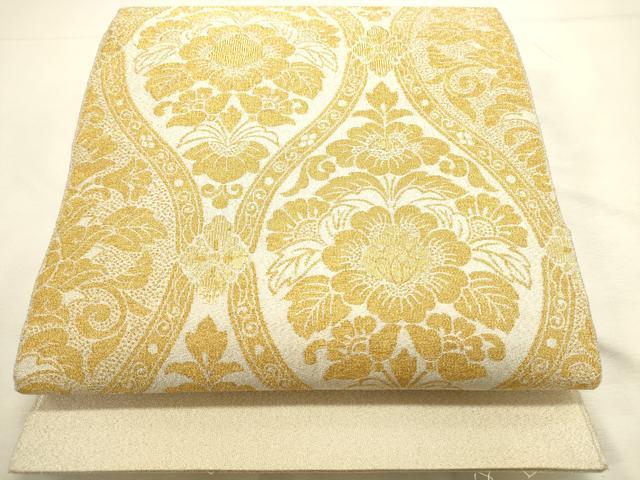 平和屋本店▼太鼓柄袋帯 綴れ 唐花立涌文 本金糸24K 正絹 逸品 DABI5680op