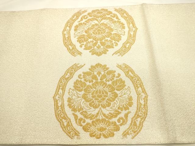 平和屋本店▼太鼓柄袋帯 綴れ 唐花立涌文 本金糸24K 正絹 逸品 DABI5680op