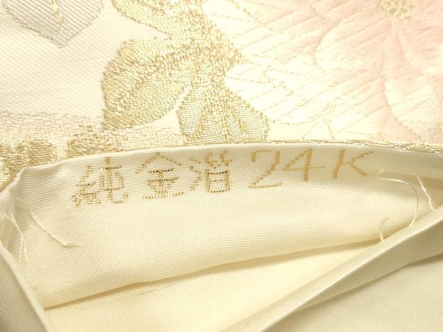 平和屋本店▼六通柄袋帯 唐織 牡丹 純金箔24K 正絹 逸品 DABI5681op