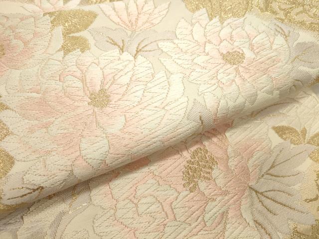 平和屋本店▼六通柄袋帯 唐織 牡丹 純金箔24K 正絹 逸品 DABI5681op