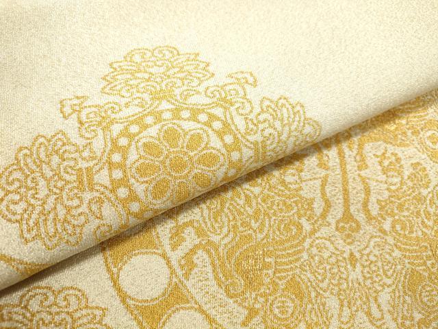 平和屋本店▼太鼓柄袋帯 綴れ 動物花丸文 本金糸24K 正絹 逸品 DABI5700op