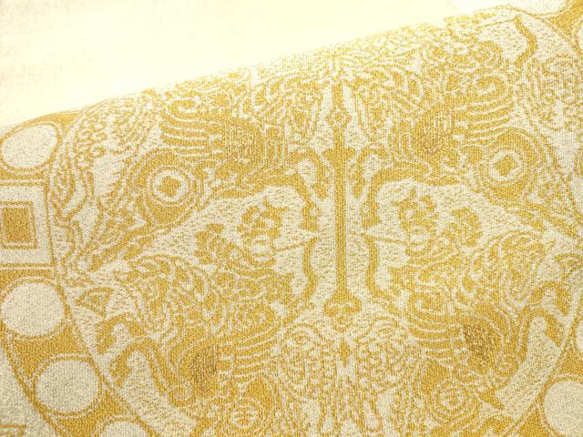 平和屋本店▼太鼓柄袋帯 綴れ 動物花丸文 本金糸24K 正絹 逸品 DABI5700op