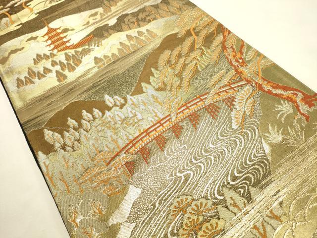 平和屋本店▼六通柄袋帯 嵐山 本金箔二重引錦 正絹 逸品 DABI5703op