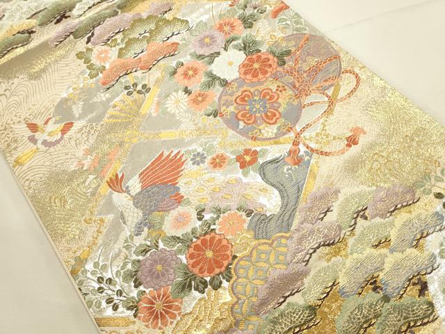 平和屋本店▼六通柄袋帯 唐織 桃山宝華松文 本金箔二重 正絹 逸品 DABI5706op