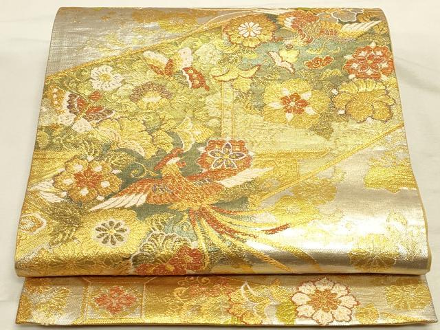 平和屋本店▼六通柄袋帯 唐織 鳳凰花文 麗華錦 本金箔 正絹 逸品 DABI5708op