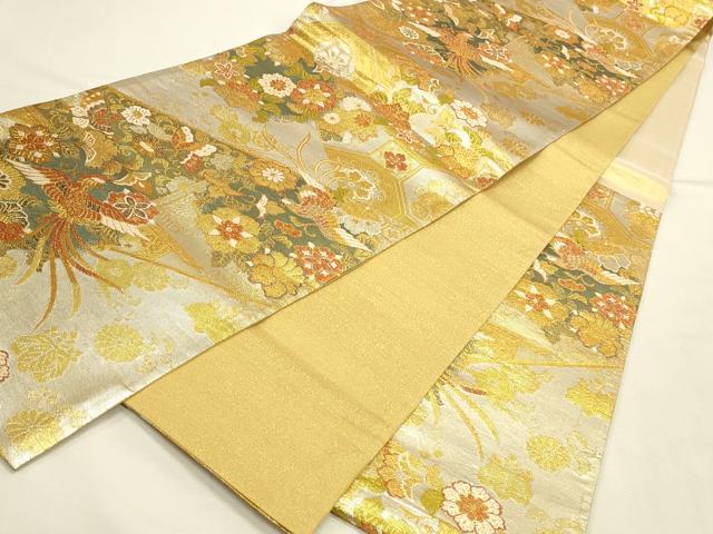 平和屋本店▼六通柄袋帯 唐織 鳳凰花文 麗華錦 本金箔 正絹 逸品 DABI5708op