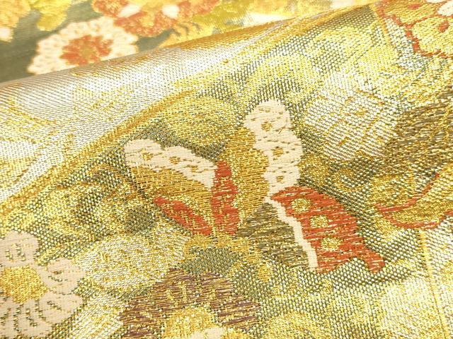 平和屋本店▼六通柄袋帯 唐織 鳳凰花文 麗華錦 本金箔 正絹 逸品 DABI5708op
