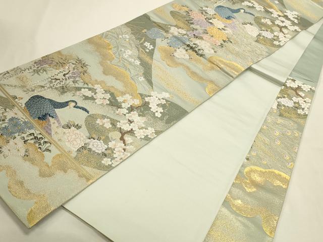 平和屋本店▼六通柄袋帯 唐織 障壁花鳥文 九百錦 本金二重織 正絹 逸品 DABI5710op