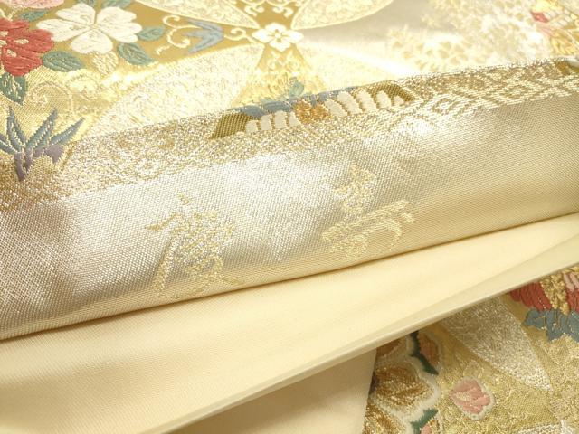 平和屋本店▼六通柄袋帯 唐織 慶寿 七宝双鶴花文 本金箔 正絹 逸品 DABI5712op