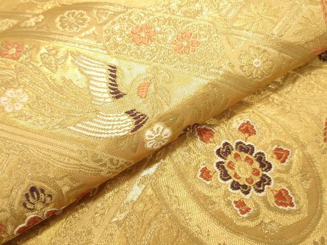 平和屋本店▼六通柄袋帯 唐織 正倉院裂取文 本金二丁箔 正絹 逸品 DABI5713op