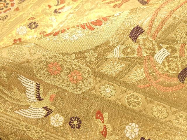 平和屋本店▼六通柄袋帯 唐織 正倉院裂取文 本金二丁箔 正絹 逸品 DABI5713op