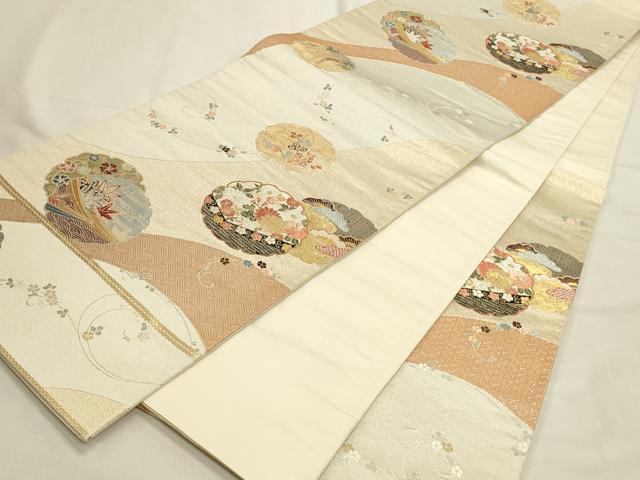 平和屋本店▼六通柄袋帯 唐織 雪輪花文 純金箔 正絹 逸品 DABI5714op