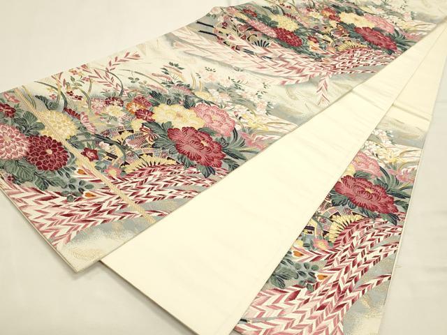 平和屋本店▼六通柄袋帯 唐織 花車文 弐拾四金箔 正絹 逸品 DABI5717op