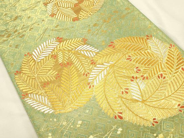 平和屋本店▼佐賀錦 全通柄袋帯 唐織 吉祥若松文 純金箔 正絹 逸品 DABI5724op