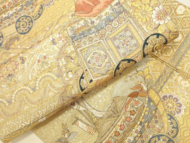 平和屋本店▼六通柄袋帯 唐織 祇園金彩文 九百本金弐重織 正絹 逸品 DABI5729op