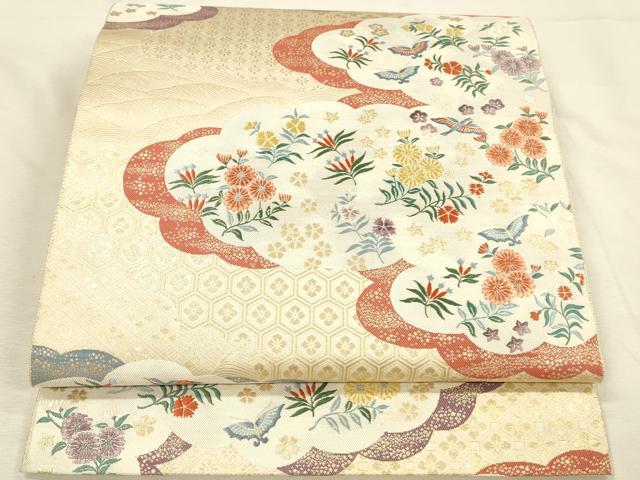 平和屋本店▼六通柄袋帯 唐織 雲取小袖文 本金箔 正絹 逸品 DABI5740op