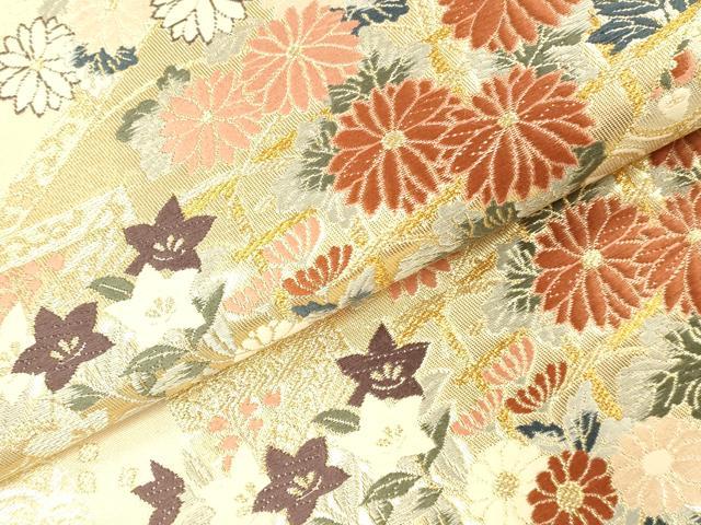 平和屋本店▼六通柄袋帯 唐織 舞蝶花文 本金箔 正絹 逸品 DABI5741op
