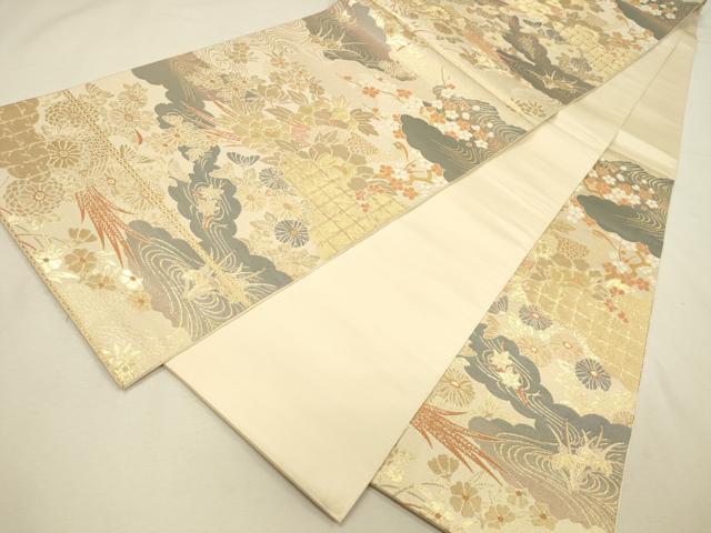 平和屋本店▼六通柄袋帯 桃山花鳥 純金箔二重織 正絹 逸品 DABI5743op