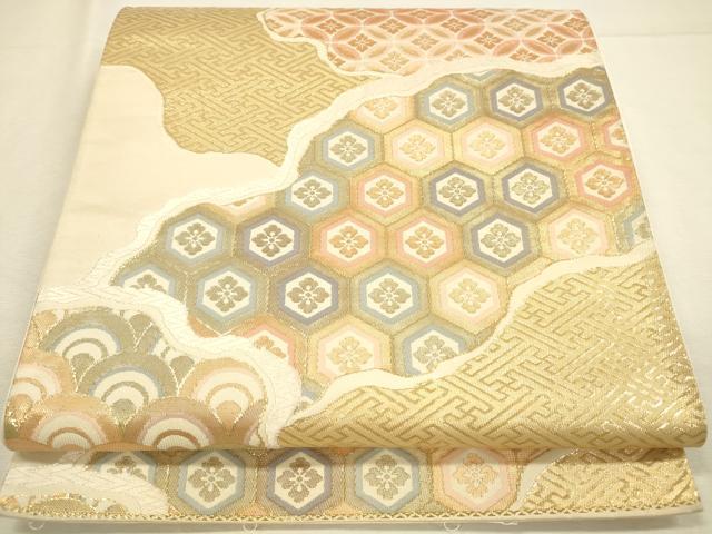 平和屋本店▼六通柄袋帯 道長吉祥文 有職錦 本金箔24K 正絹 逸品 DABI5744op