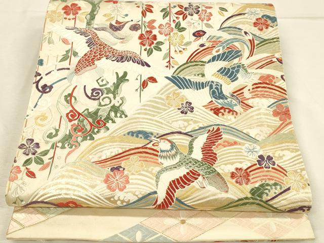 平和屋本店▼六通柄袋帯 唐織 鳳凰花文 九百錦純金箔24K 正絹 逸品 DABI5750op