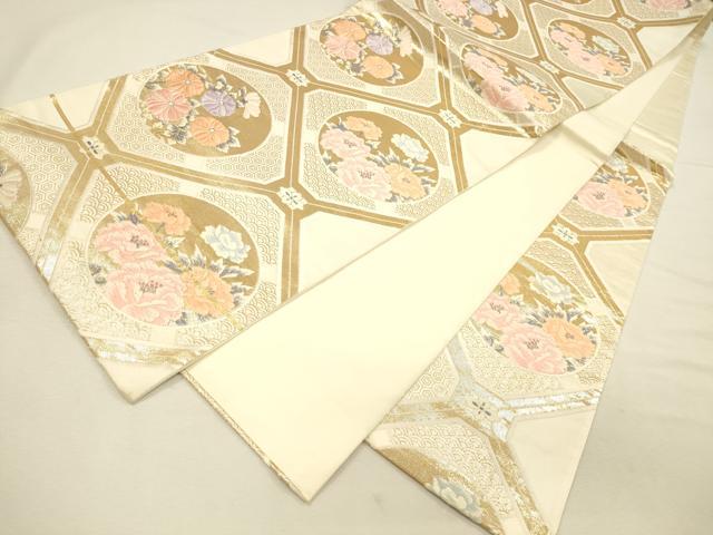 平和屋本店▼六通柄袋帯 唐織 光悦調熨斗文様 純金箔24K 正絹 逸品 DABI5752op