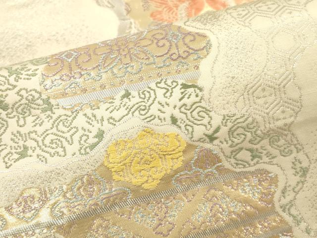 平和屋本店▼六通柄袋帯 唐織 道長花鳥文 錦純金箔24K 正絹 逸品 DABI5774op