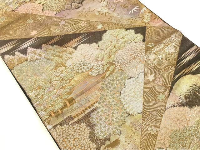 平和屋本店▼六通柄袋帯 吉祥名園集 純金二重箔 正絹 逸品 DABI5780op