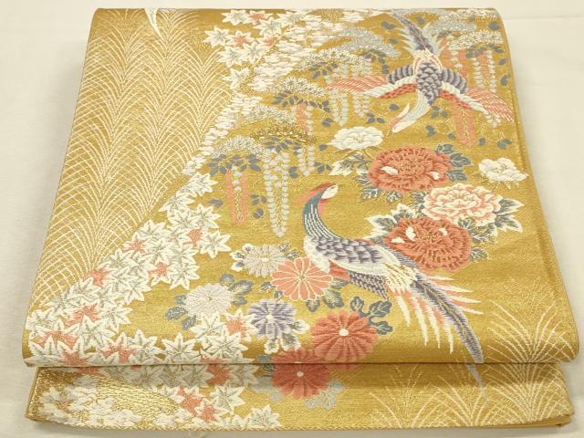 平和屋本店▼六通柄袋帯 唐織 鳳凰花文 本金二重箔 正絹 逸品 DABI5784op