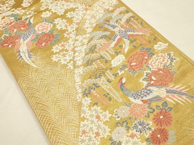 平和屋本店▼六通柄袋帯 唐織 鳳凰花文 本金二重箔 正絹 逸品 DABI5784op