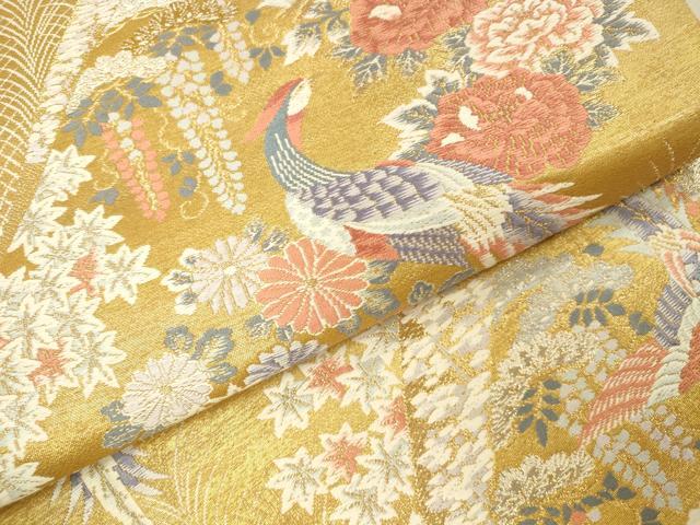 平和屋本店▼六通柄袋帯 唐織 鳳凰花文 本金二重箔 正絹 逸品 DABI5784op