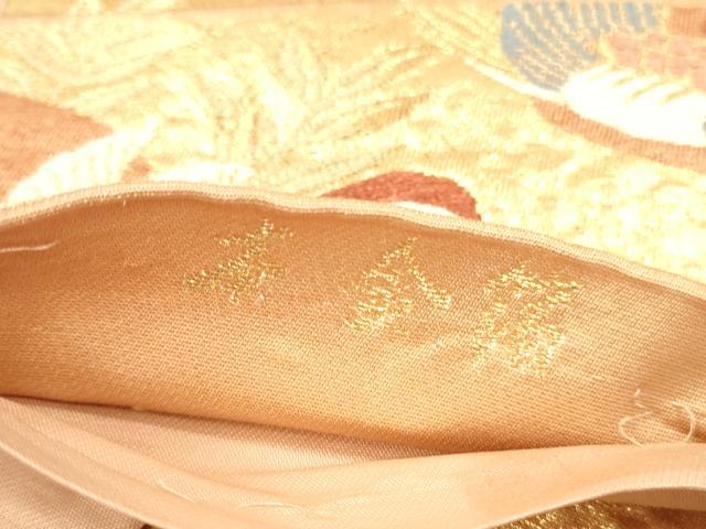 平和屋本店▼六通柄袋帯 唐織 色紙群鶴花文 本金箔 正絹 逸品 DABI5786op