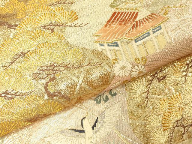 平和屋本店▼六通柄袋帯 唐織 老松籠文様 九百本金弐重織 正絹 逸品 DABI5792op
